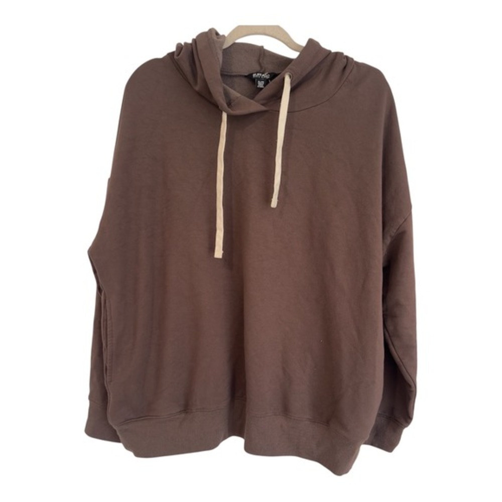 Buffalo David Bitton Womens XL Brown Hooded Sweatshirt Pullover‎ Relaxed Fit